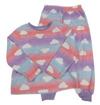 Lososovo-fialovo-světlemodré pyžamo s obláčky PRIMARK