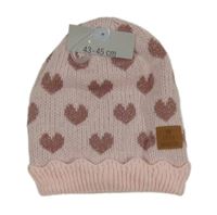Nové - světlerůžová čepice se srdíčky se třpytkami Ergee