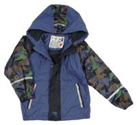 Tmavomodro-army nepromokavá jarní bunda s kapucí lupilu