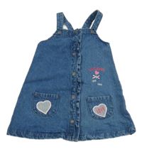 Modré riflové propínací šaty se srdíčky a volánkem Lee Cooper