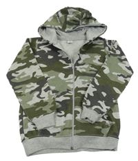 Army-šedá melírovaná propínací mikina s kapucí Y.F.K.