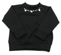 Černá žebrovaná mikina s korálky/kamínky ORIGINAL MARINES