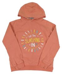 Lososová mikina se sluncem a nápisy a kapucí FAT FACE