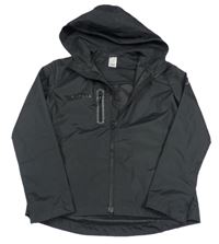 Černá šusťáková funkční jarní bunda s logem a kapucí KIPSTA