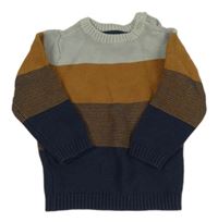 Tmavomodro-hnědo-šedý svetr C&A