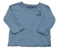 Modré melírované triko s traktorem Next