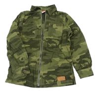 Khaki army riflová košilová bunda s nášivkou M&S