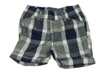 Tmavomodro/šedo-bílé kostkované plátěné kraťasy Topomini