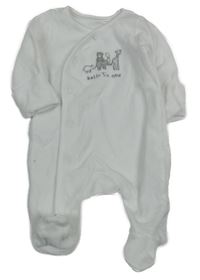 Bílý sametový overal se zvířátky little nutmeg