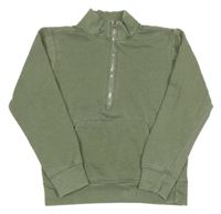 Khaki melírovaná mikina s kapsou 