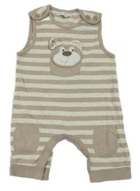 Hnědošedo-světlešedé pruhované melírované laclové tepláky s medvídkem Debenhams
