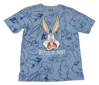 Modré melírované tričko s LOONEY TUNES RESERVED
