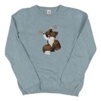 Světlemodrošedý svetr s liškou z překlápěcích flitrů Topolino
