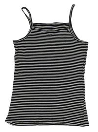 Černo-bílý proužkovaný žebrovaný top Primark 