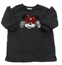 Černá tepláková šatová tunika s Minnie s flitrů M&S