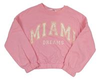 Růžová crop mikina s nápisem M&S