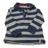Tmavomodro-šedé pruhované polo triko F&F