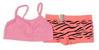 2set - Neonově růžová lambáda + neonově korálové vzorované kalhotky