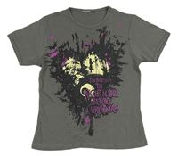 Tmavošedé tričko s potiskem - The Nightmare before Christmas - Tim Burton