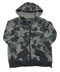 Tmavošedá army propínací mikina s kapucí Nutmeg