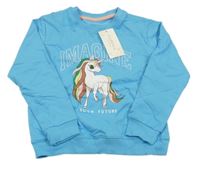 Nové - Modrá mikina s jednorožcem