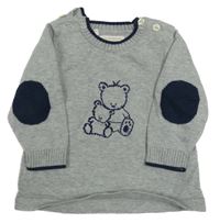 Šedý melírovaný svetr s medvědy