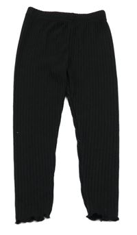 Černé žebrované úpletové legíny