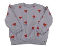 Lila oversize mikina se srdíčky a volánky George