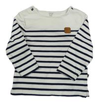 Bílo-tmavomodré mikinotriko s pruhy a nášivkou Obaibi