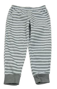 Šedo-bílé pruhované fleecové tepláky Lupilu