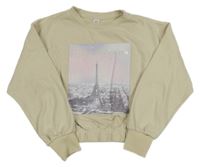 Béžová crop mikina s Eiffelovkou Page One Young