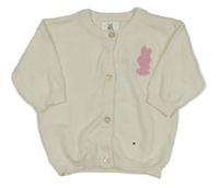 Smetanový propínací svetr s králíkem