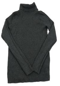 Antracitový žebrovaný svetrový rolák