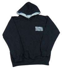 Tmavomodrá mikina s nápisem a kapucí AWDis