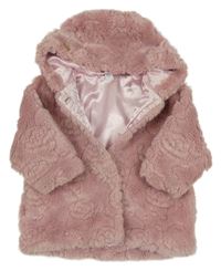 Starorůžová kožešinová podšitá bunda s kapucí