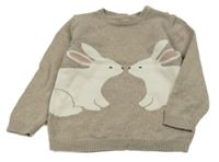 Hnědý svetr s králíky H&M