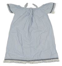 Světlemodro-bílé pruhované šaty s výšivkami Tiffosi