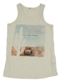 Smetanový top s autem a kaktusem H&M