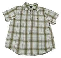 Bílo-khaki-zelená kostkovaná košile H&M