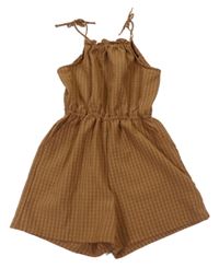 Hnědý pruhovaný kraťasový overal H&M