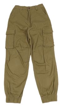 Khaki plátěné cargo cuff kalhoty Reserved