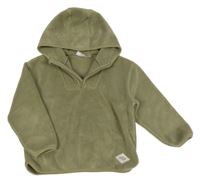 Khaki fleecová mikina s kapucí Zara