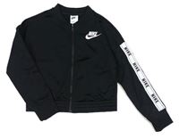 Černo-bílá sportovní propínací crop mikina s logem Nike
