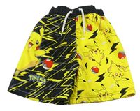 Žluto-černé plážové kraťasy s Pikachu 