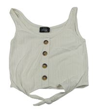 Smetanový žebrovaný crop top s knoflíky Page one young