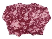 Vínovo-růžová batikovaná crop mikina Primark