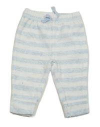 Bílo-světlemodré pruhované sametové tepláky zn. George