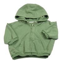 Zelená propínací mikina s výšivkou a kapucí George