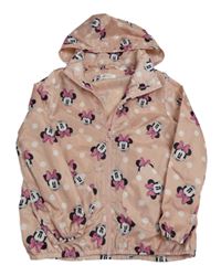 Světlerůžová šusťáková jarní bunda s Minnie a kapucí H&M