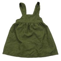 Tmavozelené žebrované sametové šaty